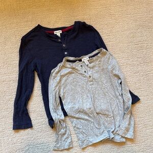 Splendid Navy and Gray Kids Long Sleeve Henley Tees